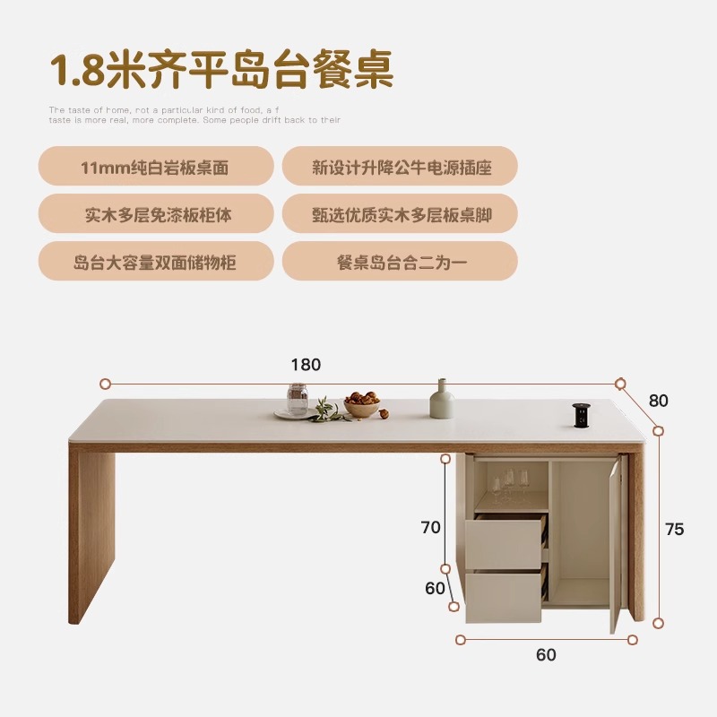 1.8m affleurent la table de salle à manger de table d'île