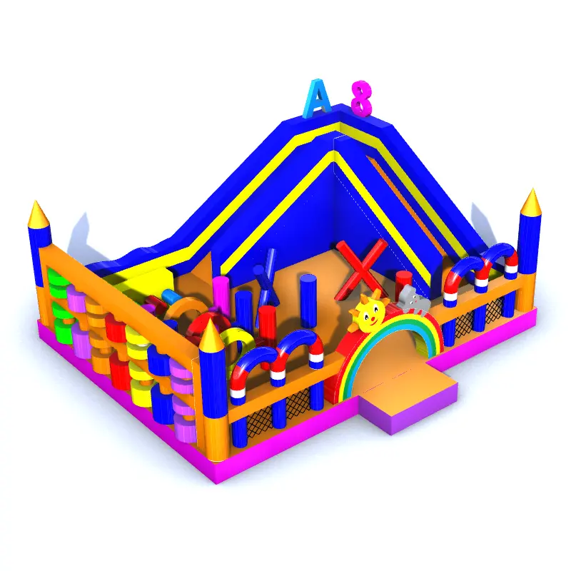 明るい色インフレータブル遊び場コンボスライド弾む城インフレータブル屋外幼児テーマパーク