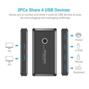 USB 3.0切换器选择器2台计算机共享4台USB设备KVM键盘鼠标打印机扫描仪开关集线器适配器 - Product Image 4