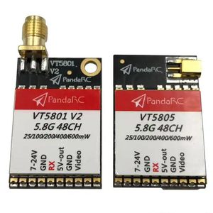 PandaRC VT5801 V2 VT5805 VT5804 FPV视频发射器5.8G 48CH 25/100/200/400/600mW可切换OSD可调形状记忆合金MMCX VTX无人机 - Product Image 1