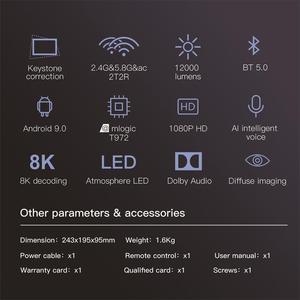 Proyector inteligente para cine en casa, dispositivo de proyección 4K de vídeo Full HD 9,0 P LED, con Android 1080, 5G, WIFI, LED, 8K - Product Image 5