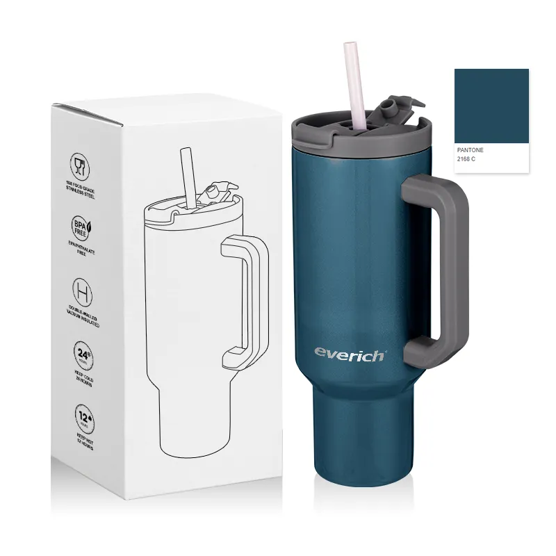 2024 Hot Selling Odm 18/8 Dubbele Wand Rvs Mok 40Oz Tumbler Met Handvat Auto Mok