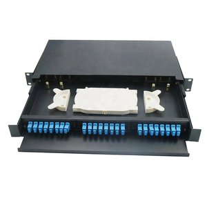 FTTH 1U 19 "montaje en rack deslizante 24 puertos ODF panel de conexión de fibra óptica con riel máquina fácil de usar - Product Image 1