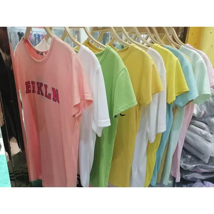 Melhor qualidade estoques de roupas estoques baratos atacado inventário china lote camiseta