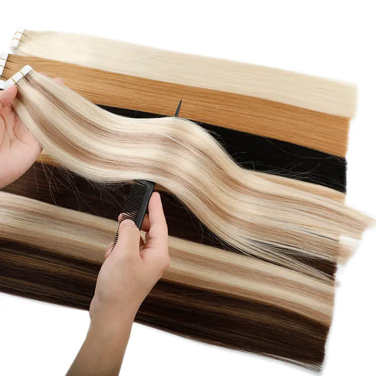 Wholesale 100% Human Hair Piano Color Top Grade Extensiones Cabello Tape In Hair Extensions Remy