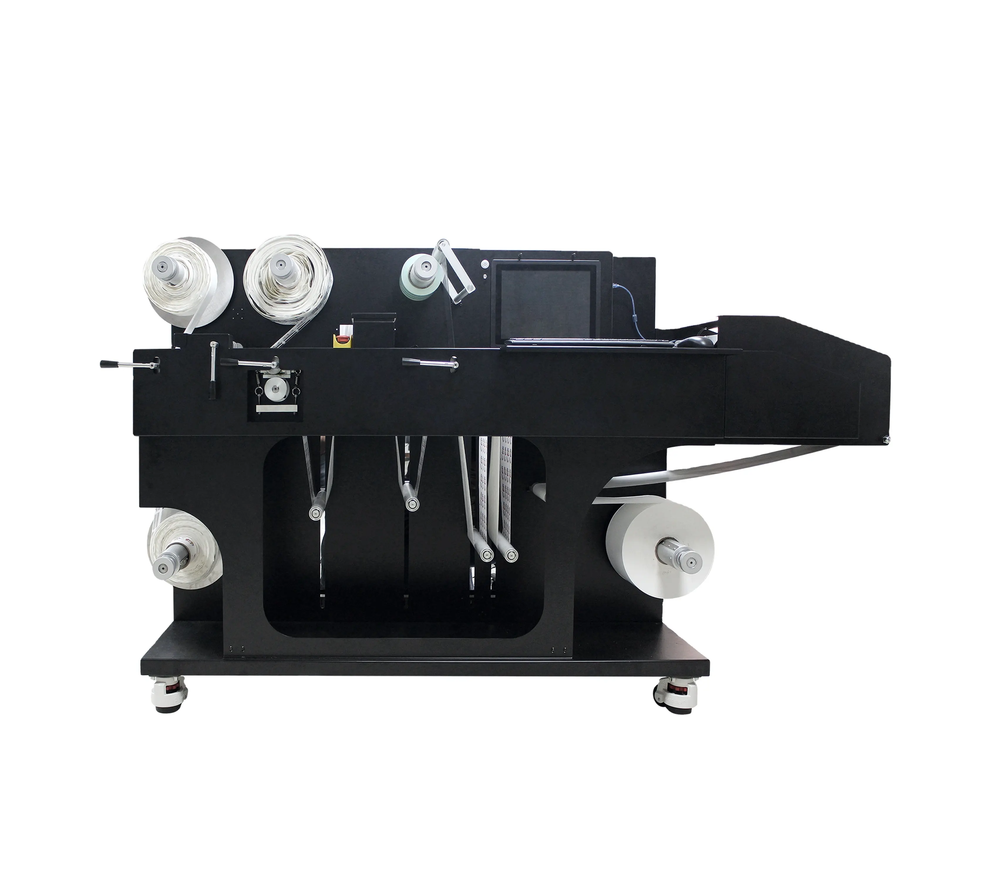 Flexo 인쇄 기계 4 색 디지털 라벨 인쇄 라미네이팅 Rewinder 다이 컷 되감기 인쇄 기계