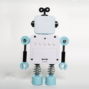 Niedliche Roboter LCD Digital Schreibtisch uhr mit Temperatur anzeige Feder bein Design Herzschlag Muster für Kinder Home Decor Geschenke - Product Image 5