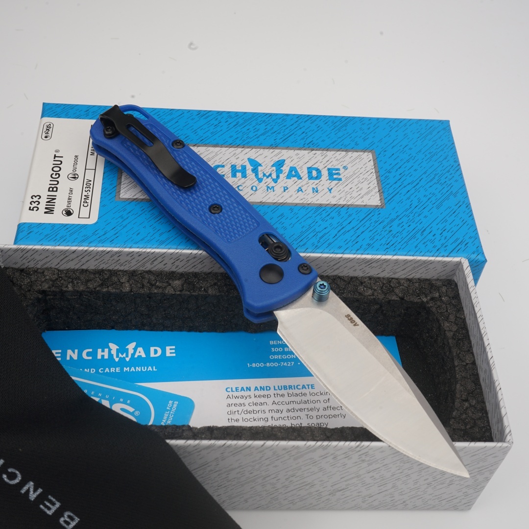 Blue-handled white blade