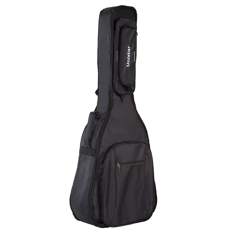 Tas acara instrumen empuk portabel OEM untuk gitar akustik/Bass terbuat dari serat poliester, dengan warna hitam dari Cina