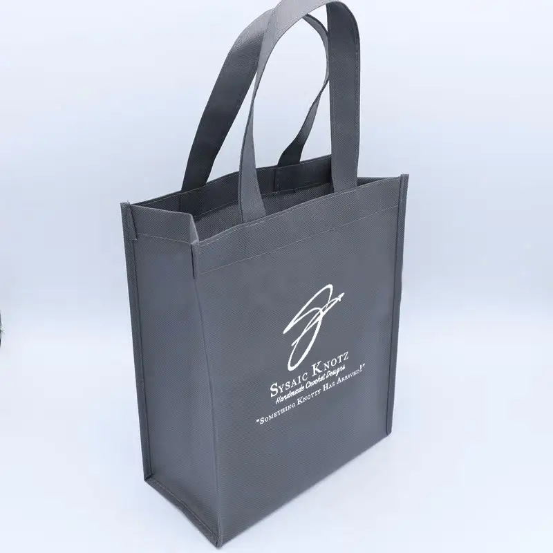 재사용 가능한 도매 맞춤형 로고 블랙 토트 부직포 가방 판촉 쇼핑백