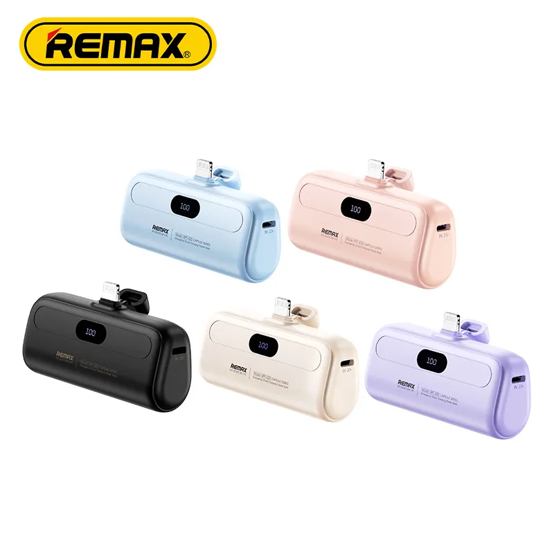 Batterie externe Remax Capsule Series Rpp-633 2A à chargement direct d'urgence 5000Mah Power Banks bon marché Logo personnalisé pour téléphone