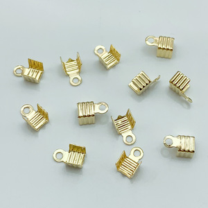 1000pcs/Lot Ribbon Leather <strong>End</strong> Crimp Cove <strong>Clasps</strong> Cord <strong>End</strong> <strong>Caps</strong> String Clip Foldover for Jewelry Making DIY Necklace Connectors - Product Image 6