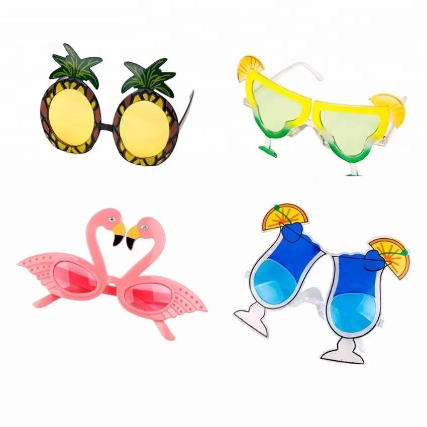 Óculos de sol de flamingo para festa, óculos de sol com abacaxi limão frutas, estilo havaiano e carnaval, materiais de decoração kd610
