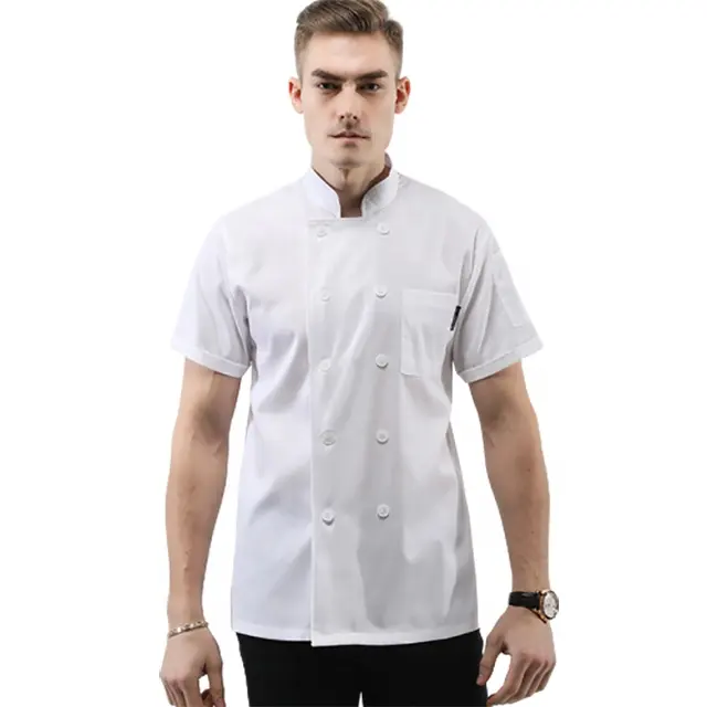 SunYue Cotone di Alta Qualità Mezza Manica Ristorante Dell'hotel Uniforme Da Cucina di Cottura Cuoco Bianco Giacca Per Hotel E Ristorante