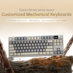 Teclado mecánico tri-modo de 84 teclas para oficina y juegos con perilla de retroiluminación RGB 2,4G inalámbrico tipo C USB Bluetooth - Product Image 2