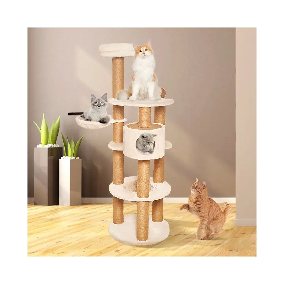 Dropshipping vendita calda all'ingrosso multistrato in legno Pet Climbing Cat Tree Outdoor Cat Tree Cherry Cat Tree