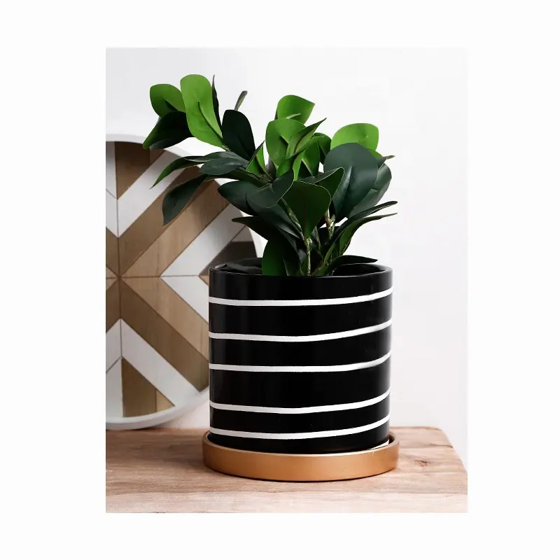 6.7 "Grand jardin en céramique Pots de fleurs d'intérieur en ligne en gros avec soucoupe