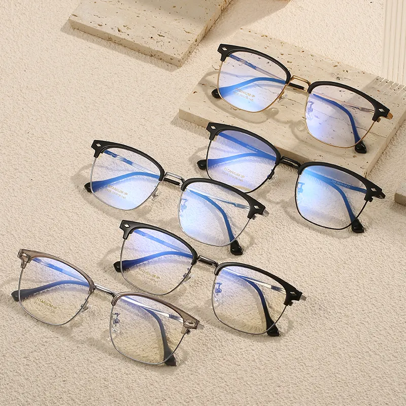 FANXUN2436 yüksek kalite TR kaş Circlip tasarım Beta titanyum gözlük moda trendi iş kaş çerçeveleri