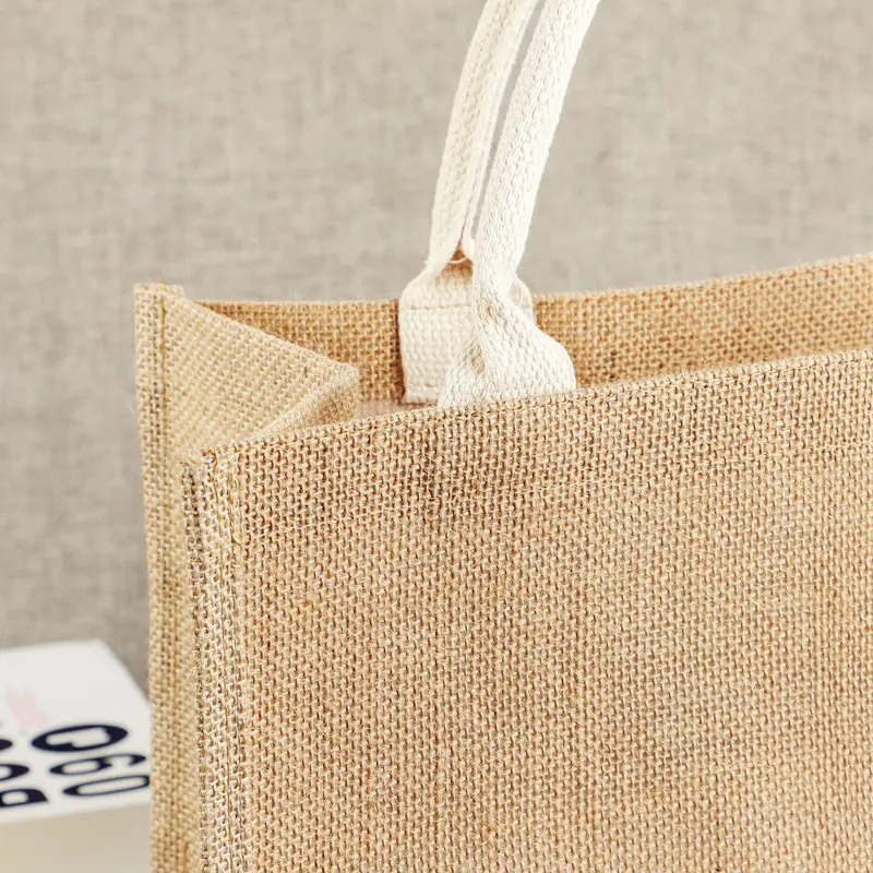 rope handles wholesale jute shopping bag custom printed canvas linen tote bag eco friendly burlap tote bags