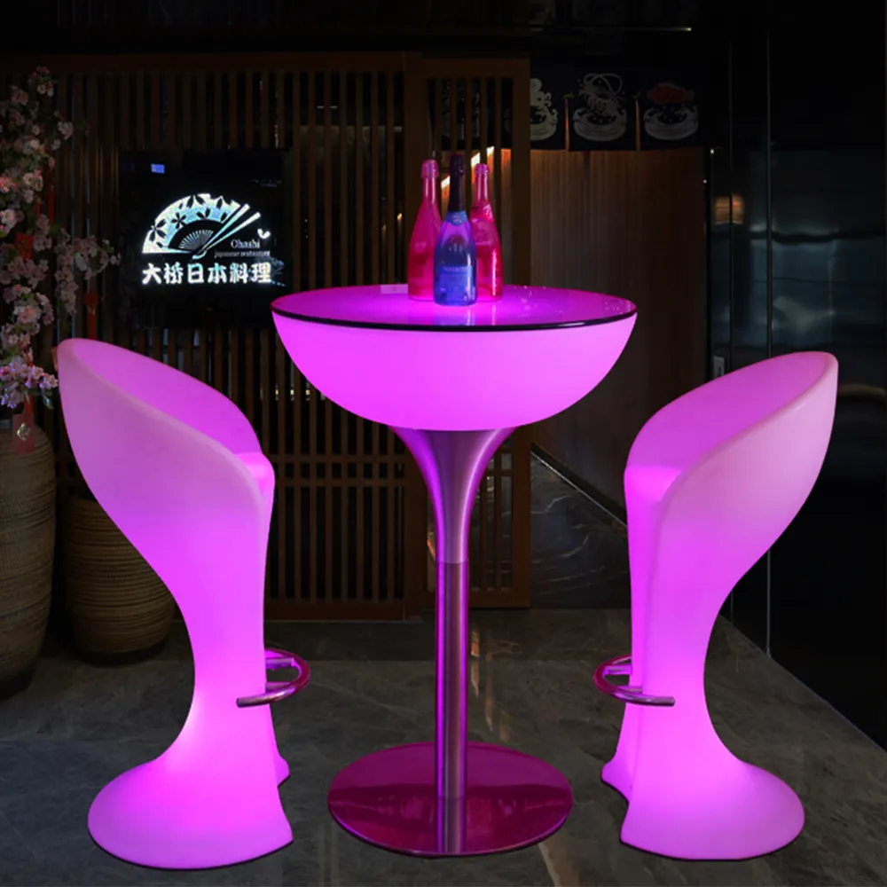 Mobili led per il partito utilizzato locale notturno di plastica all'aperto mobili divani componibili cocktail led luce bar sedia da tavolo per la vendita