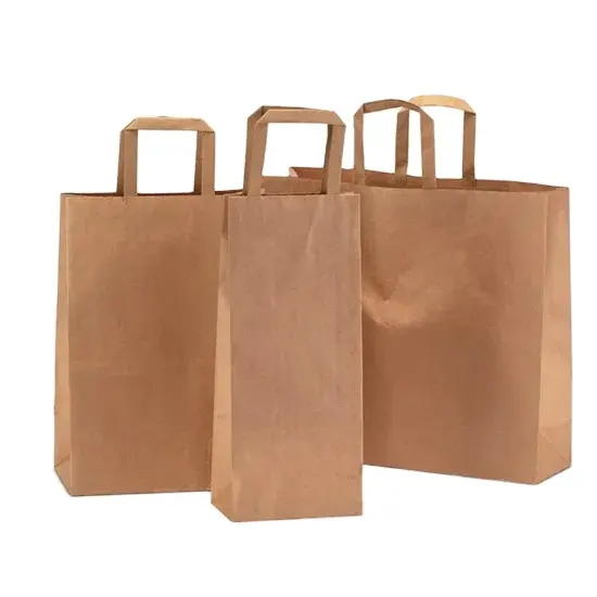 Certificate Brown Kraft Recycled Food Packaging Wine Carry Bag with Handles for Christmas Paper Gift Bag