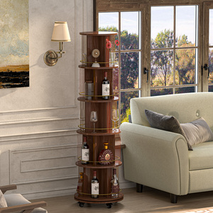 Custom moderna libreria girevole <span class=keywords><strong>in</strong></span> legno aperta Mobile 6 livelli di alta libreria con ruote per casa ufficio soggiorno camera da letto - Product Image 3