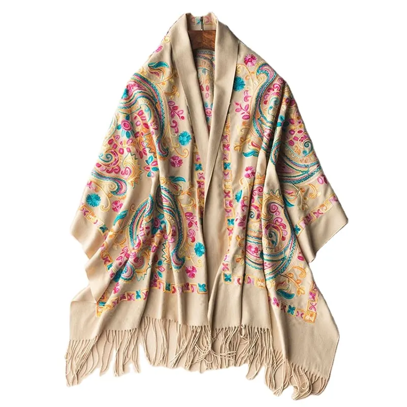 Winter Frauen Bestickt Großhandel Asiatische Kaschmir Pashmina Decke Schal Schal