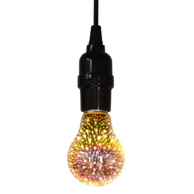 Bombilla LED clásica de fuegos artificiales Edison 3D, lámpara Vintage A19 A60 para decoraciones de habitación