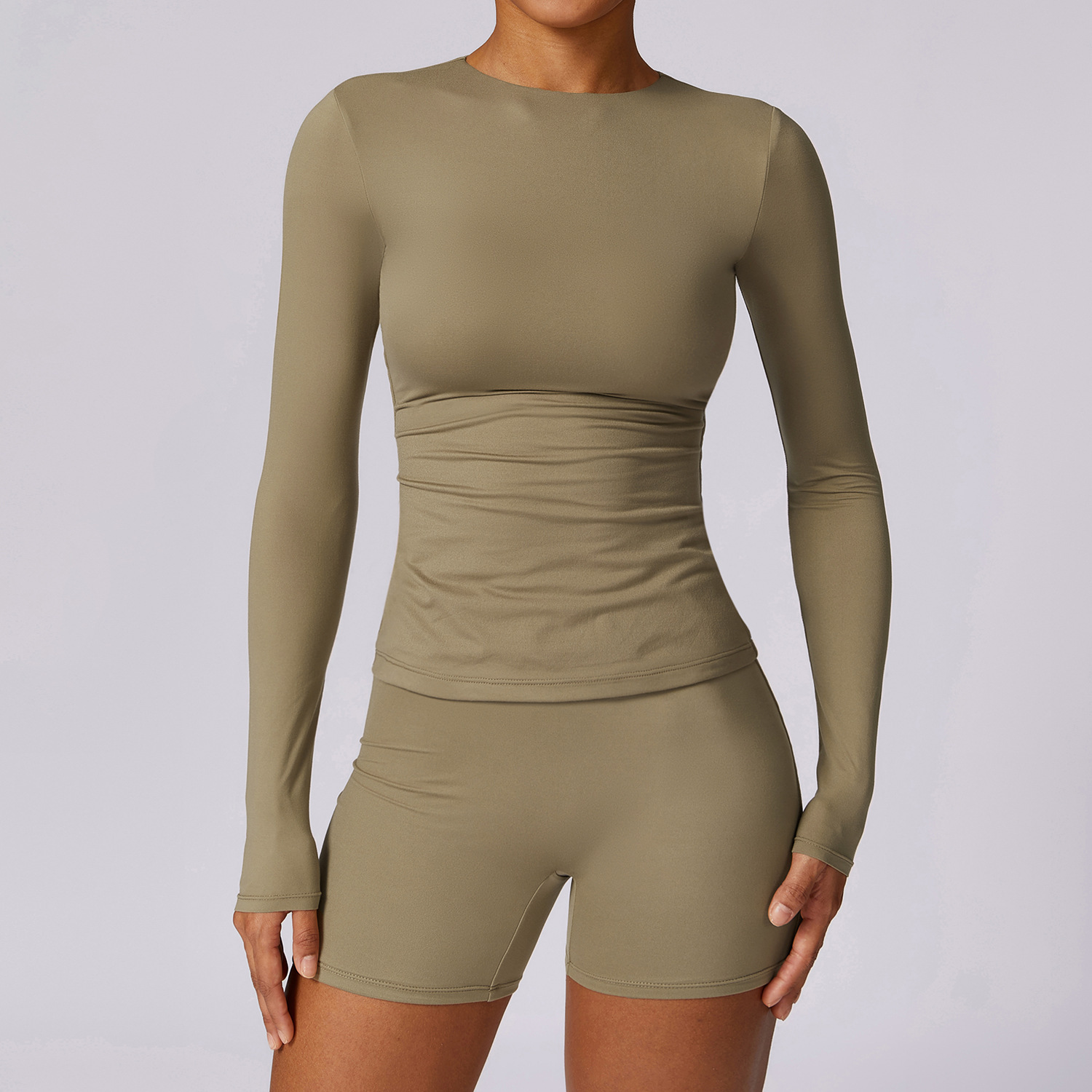 Chemise et short manches longues, kaki