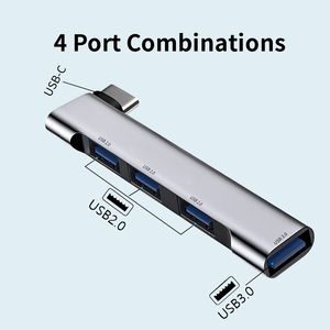 4 en 1 PD de alta velocidad USB HUB de amplio uso USB3.0 5Gbps Estación de acoplamiento portátil tipo C 4 en 1 Hub USB para computadora - Product Image 2