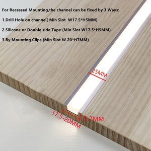 10-Pack 150CM 4.92FT LED Strip อลูมิเนียมโปรไฟล์พร้อมตัวกระจายน้ำนม,ช่องแสงเทปปิดภาคเรียน24.7X7MM สำหรับริบบิ้นกว้าง12มม - Product Image 5