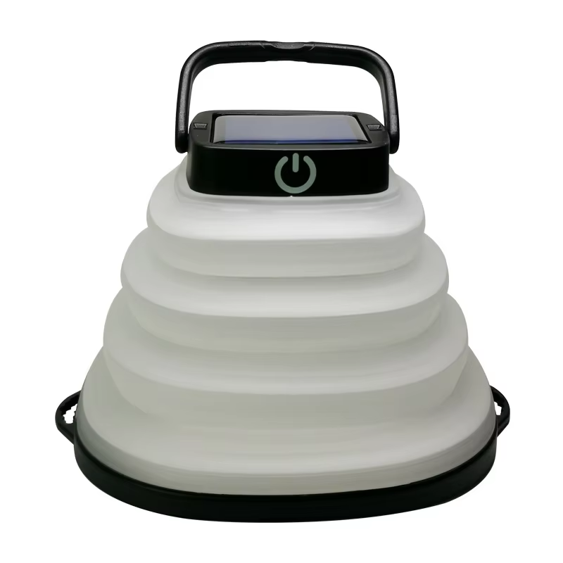 Lámpara blanco cálido con borde negro humo.