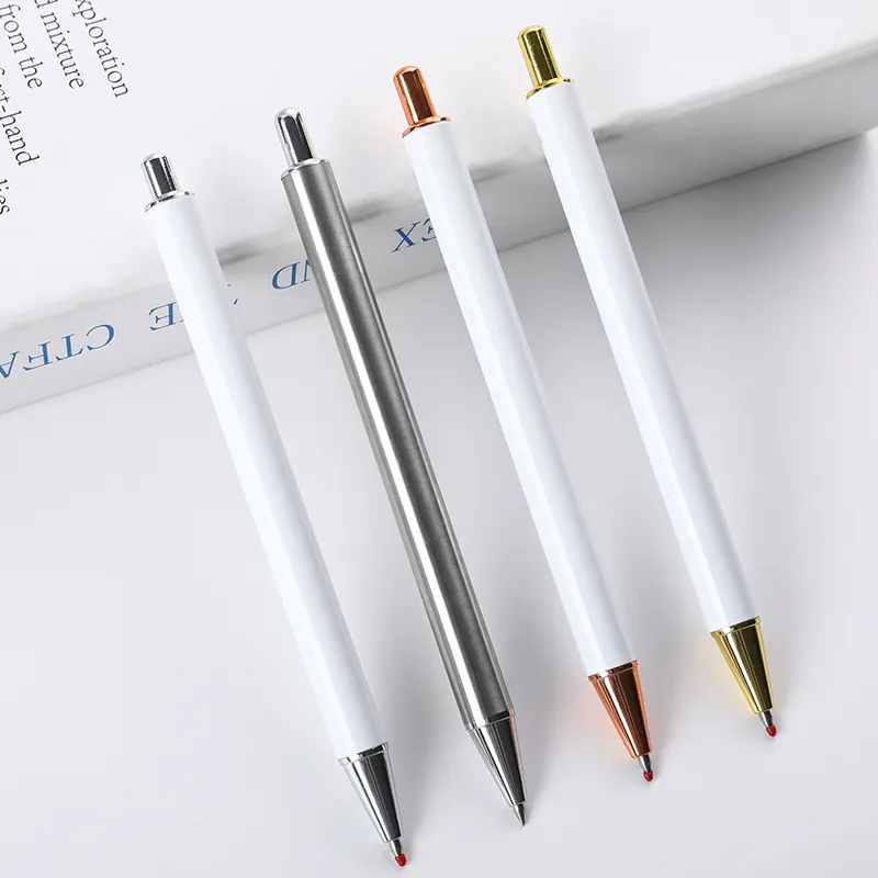 Penna promozionale in metallo Gel regalo per affari penna retrattile Logo personalizzato fai da te penna sublimazione vuota