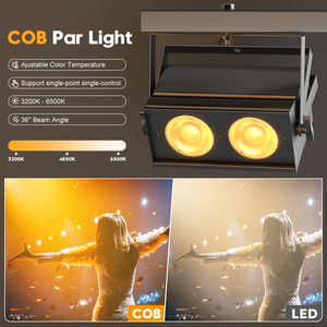2 עיניים הוביל cob strob dj זרקורים dj צליל dmx מופעל 2 x50w 2 ב 1 מגניב לבן וקהל קהל לבן חם נקוב אורות