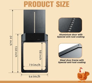 Yyc Automatic Chicken Coop Door Chicken Door <strong>with</strong> <strong>Timer</strong> and <strong>Light</strong> <strong>Sensor</strong> Battery Powered Multi-Modes - Product Image 4