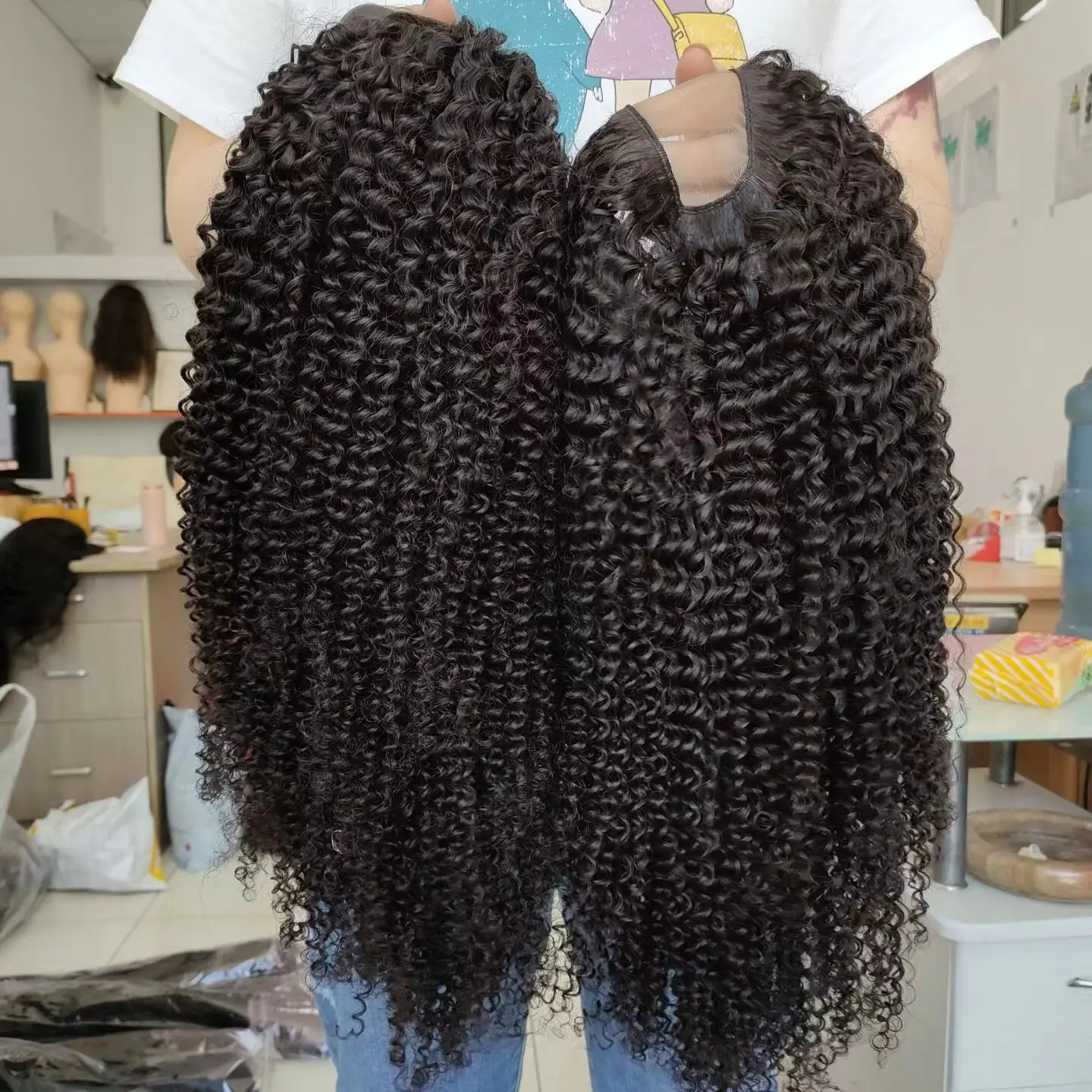 Amara venda u peruca parte cabelo encaracolado cambojano qualidade superior 100% virgin raw não transformados u parte perucas atacado grampo na peruca em estoque