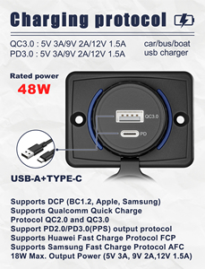 12 24V entrada vehículo Golf Rv cargador Usb tipo A tipo C doble puerto Usb cargador conector de toma de corriente para tabletas portátil - Product Image 4