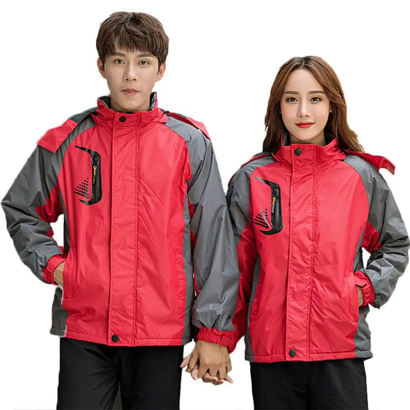 JACKETOWN Custom outdoor sport coats warm red windbreaker camping hiking Jacket women mens ski waterproof softshell jackets