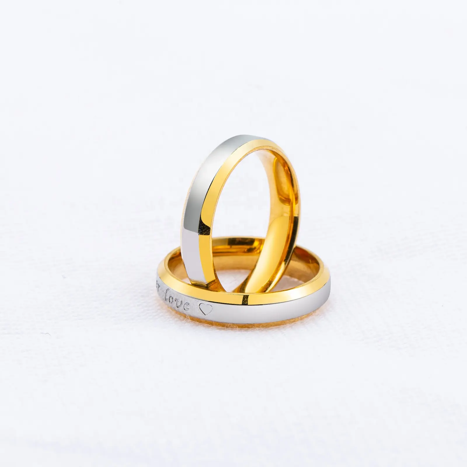 Exquisite Modeschmuck Liebhaber Edelstahl beschichtung Gold Hochzeit Austausch für immer Liebes ringe