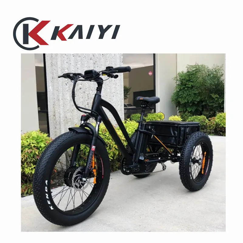 KAIYI-motor de cubo delantero, 48V, 500W/750W, entrega de carga, 7 velocidades, ebike rápida, bicicleta eléctrica de 3 ruedas