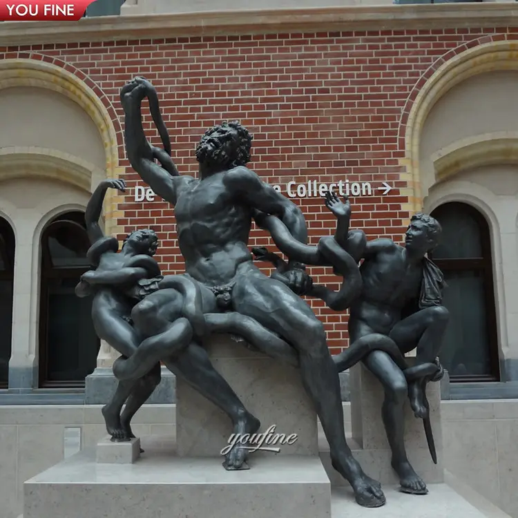 Estatua de bronce fundido de tamaño real para jardín al aire libre, escultura de estatua de los Laocoon y sus hijos