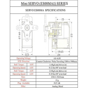 Official EMAX ES08MAII 12g Analog Micro Metal Gear Servo <strong>RC</strong> ES08MA II Servo Driver for Robot <strong>Rc</strong> Car Airplane Fixing Wing Parts - Product Image 6