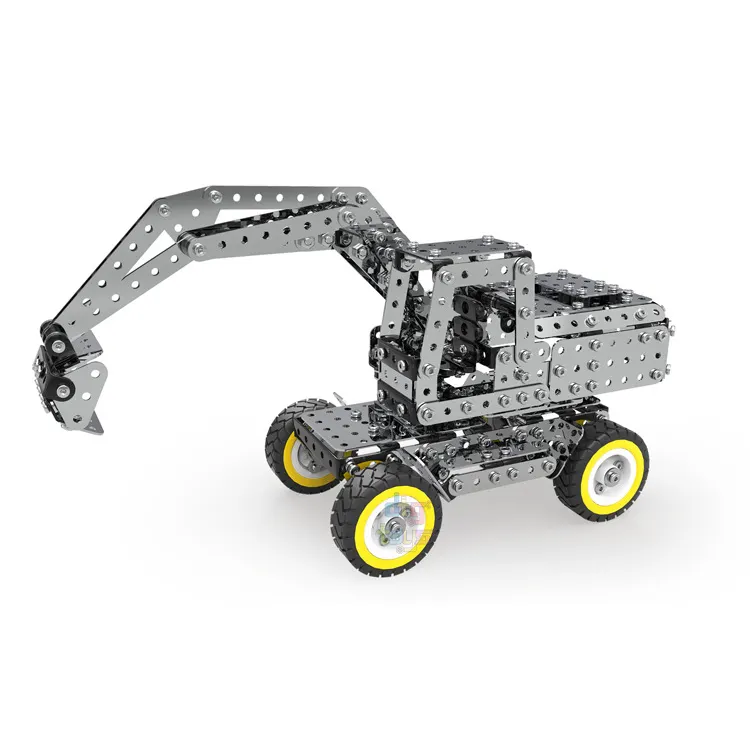 Construction Vehicle Model Metal Building Block Set Excavator DIY Assembly Toys Kids Educational 3D Puzzle Toy