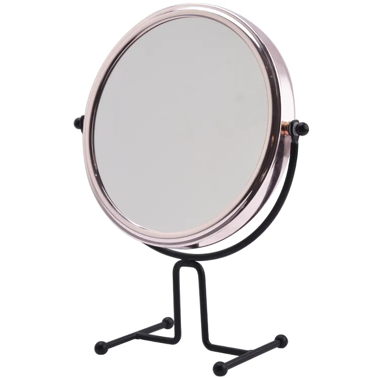 Espejo de pie de mesa para niñas, maquillaje redondo, espejo cosmético giratorio de doble cara de 360 grados para uso en dormitorio
