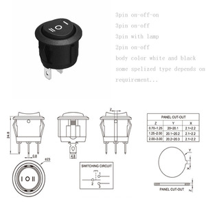 KCD1-2P HM 2Pラウンドロッカースイッチ、ライトブラック透明カバーなし - Product Image 2