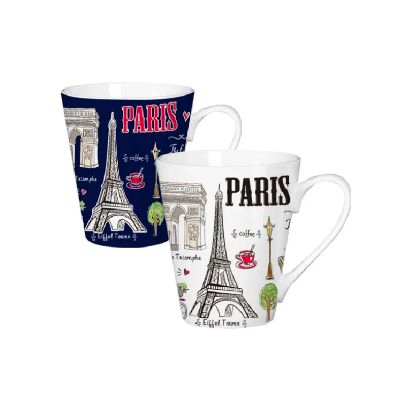 Pretty New Design Ceramic Paris Souvenir Gift Taza de café de porcelana