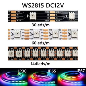DC12V WS2815 <strong>5050RGB</strong> <strong>LED</strong> Strip 5m Roll 30 60 144 <strong>LEDs</strong> Per Meter Black White PCB IP30 IP65 IP67 Individually Addressable Smart - Product Image 3