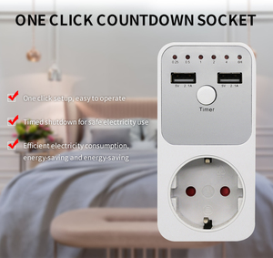 Presa per conto alla rovescia a doppio controllo presa elettrica intelligente da 10 ore per doppio interruttore di interfaccia USB con spina EU - Product Image 2