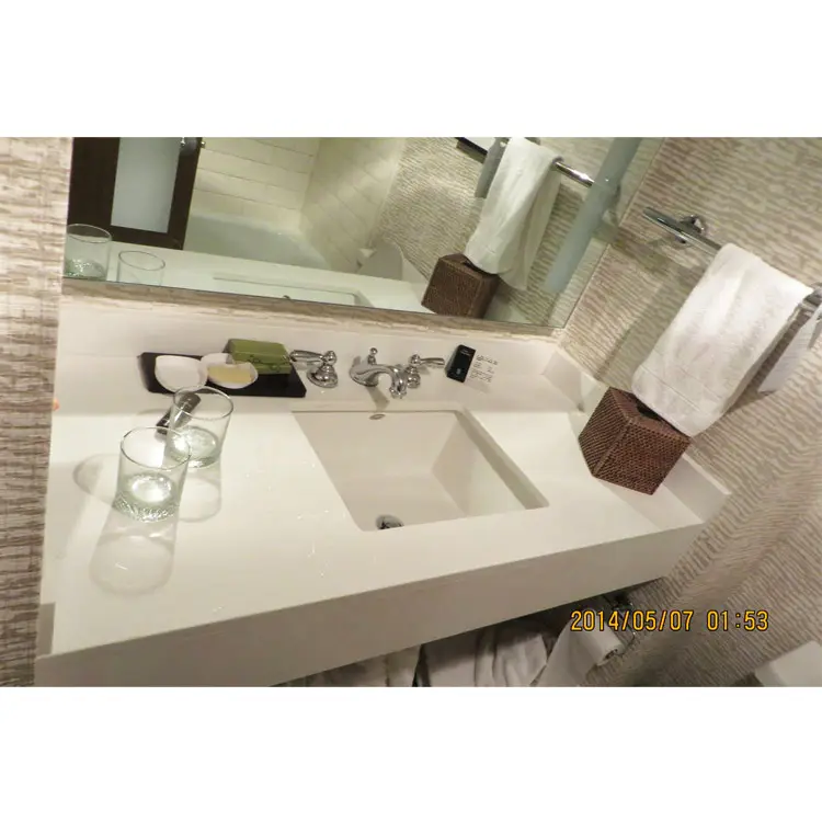 Hotel bathroom vanity parete progettato di pietra di marmo bianco bagno quarzo vanity unità set