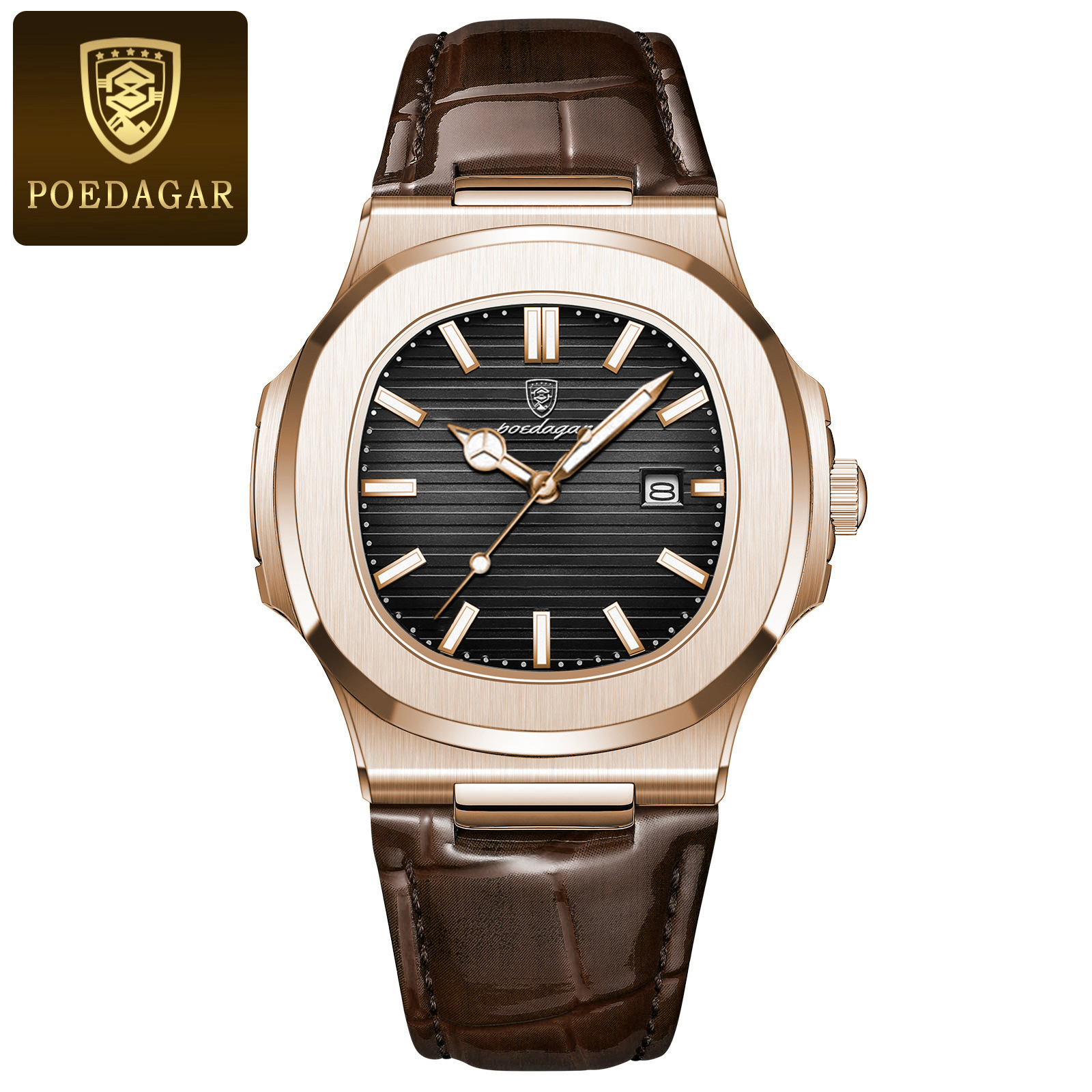 6 rose gold - black --Leather Strap